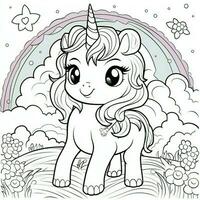 Kawaii Unicorn Coloring Pages photo