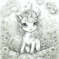 Kawaii Unicorn Coloring Pages photo