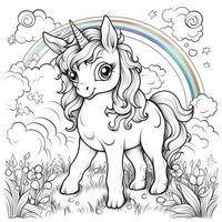 kawaii unicornio colorante paginas foto