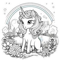 Kawaii Unicorn Coloring Pages photo