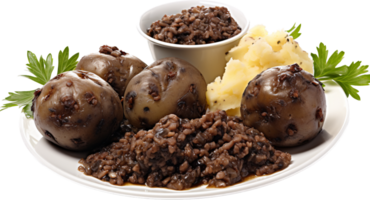 Haggis neeps and tatties png with AI generated.