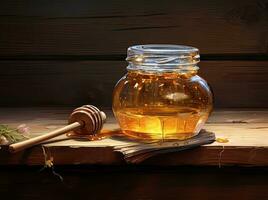 Jar with sweet honey photo