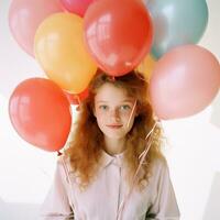 Birthday girl with balloons photo