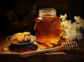 Jar with sweet honey photo