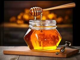 Jar with sweet honey photo