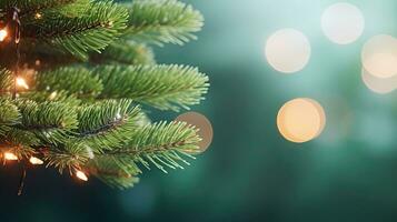 Christmas green background with fir branches photo