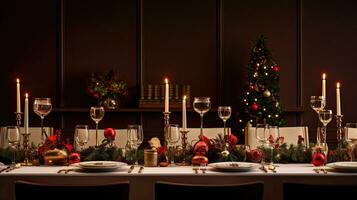 Christmas dinner table background photo