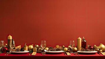 Christmas dinner table background photo