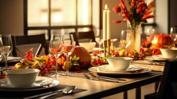 fondo de mesa de cena de acción de gracias foto