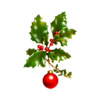 Christmas holly twig realistic  Generative Ai png