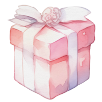 watercolor cute gift box, present, ai generative png