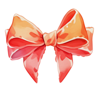 watercolor cute orange red ribbon, ai generative png