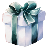 watercolor cute gift box, present, ai generative png