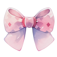 watercolor cute pink ribbon, ai generative png