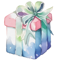 watercolor cute gift box, present, ai generative png