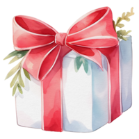 watercolor cute gift box, present, ai generative png