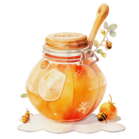 watercolor cute honey jar, ai generative png