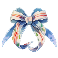 watercolor cute blue ribbon, ai generative png