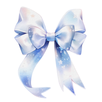 watercolor cute blue ribbon, ai generative png