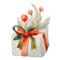 watercolor cute gift box, present, ai generative png