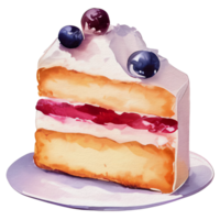 watercolor cake with blueberry on top, ai generative png