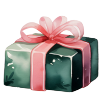 watercolor cute gift box, present, ai generative png