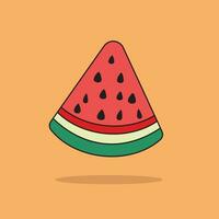 Flat Watermelon Slice Piece Vector Illustration