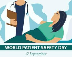 ilustración vector gráfico de un médico sostiene un paciente en cama, Perfecto para internacional día, mundo paciente la seguridad día, celebrar, saludo tarjeta, etc.