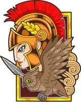 mythological goddess Athena, illustration design vector