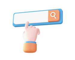 3d hand and search bar icon for UI UX web mobile apps social media ads design png