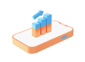 3d bar chart growth icon for UI UX web mobile apps social media ads design png