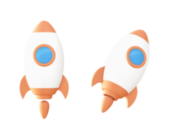 3d Orange spaceship rocket icon for UI UX web mobile apps social media ads design png