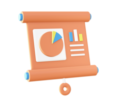 3d Orange infographic statistic with chart presentation icon for UI UX web mobile apps social media ads design png