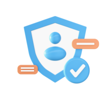 3d Orange security protection shield icon for UI UX web mobile apps social media ads design png