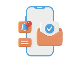 3d teléfono inteligente con correo electrónico icono para ui ux web móvil aplicaciones social medios de comunicación anuncios diseño png