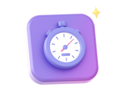 3d rendre de violet chronomètre temps côté icône pour ui ux la toile mobile applications social médias les publicités conception png