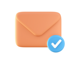 3d Orange courrier icône avec liste de contrôle pour ui ux la toile mobile applications social médias les publicités conception png