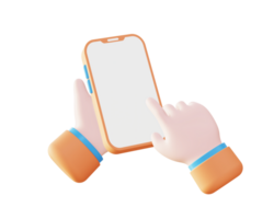 3d Hand holding smartphone icon for UI UX web mobile apps social media ads design png