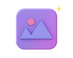 3d render of purple picture image photo icon for UI UX web mobile apps social media ads design png