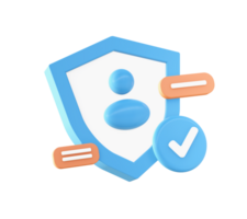 3d Orange security system protection shield icon for UI UX web mobile apps social media ads design png