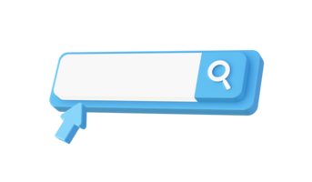 3d blue search bar icon for UI UX web mobile apps social media ads design png