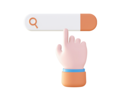 3d procurar Barra com mão ícone para ui ux rede Móvel apps social meios de comunicação Publicidades Projeto png