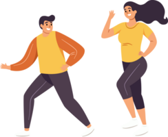 hombre y mujer correr, activo y feliz, abrazando un sano estilo de vida, plano estilo dibujos animados ilustración. png