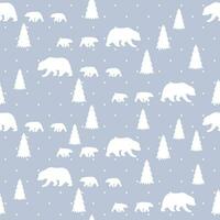 Seamless pattern with bear with christmas tree. Bear, fir-tree and snowflakes. vector