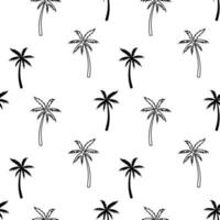 Black and white palm tree seamless pattern vector