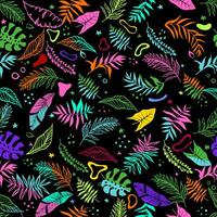 Seamless background with jungle plants. Palm leaves. Floral exotic hawaiian wallpaper. Summer tropical leaf. vector