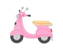 rosado ciclomotor, moto, scooter. ilustración para impresión, antecedentes, cubre y embalaje. imagen lata ser usado para saludo tarjetas, carteles, pegatinas y textil. aislado en blanco antecedentes. vector