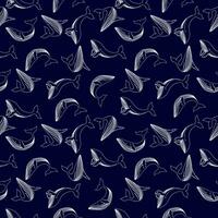 Sperm whale seamless pattern. Colorful whale vector background.