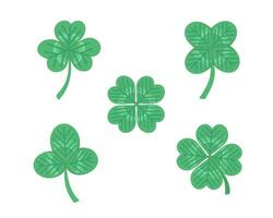 clover leaf set, four leaf clover. Illustration for printing, backgrounds and packaging. Image can be used for greeting cards, posters, stickers and textile. Isolated on white background. vector