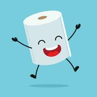 linda contento baño papel personaje. gracioso victorioso celebracion saltar pañuelo de papel dibujos animados emoticon en plano estilo emoji vector ilustración